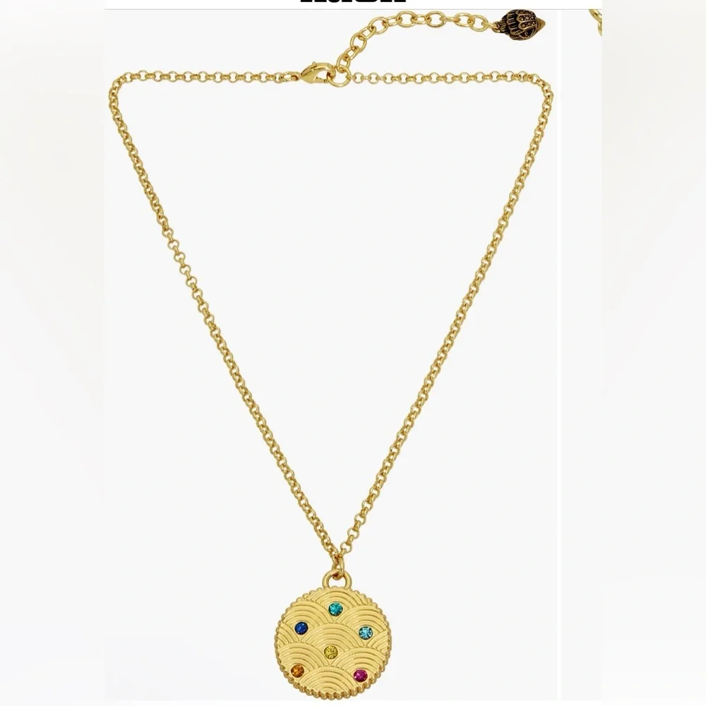 Kurt Geiger London Gold Sandstone Rainbow Crystals Pendant Necklace - Picture 7 of 8